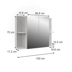 Vicco Armoire de toilette blanc/blanc brillant 100x75cm avec 2 portes* Armoire De Toilette