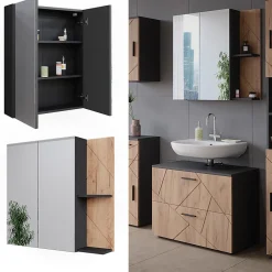 Vicco Armoire de toilette Anthracite/chêne doré 80x75cm* Armoire De Toilette