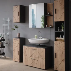 Vicco Armoire de toilette Anthracite/chêne doré 80x75cm* Armoire De Toilette