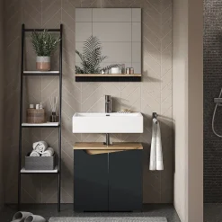 Vicco Armoire de toilette Anthracite 60x67cm avec étagère
