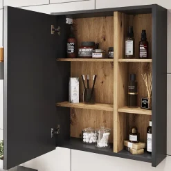 Vicco Armoire de toilette Gris/Artisan 60x75cm avec des étagères ouvertes* Armoire De Toilette