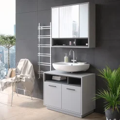 Vicco Armoire de toilette Gris/Anthracite 80x72cm* Armoire De Toilette