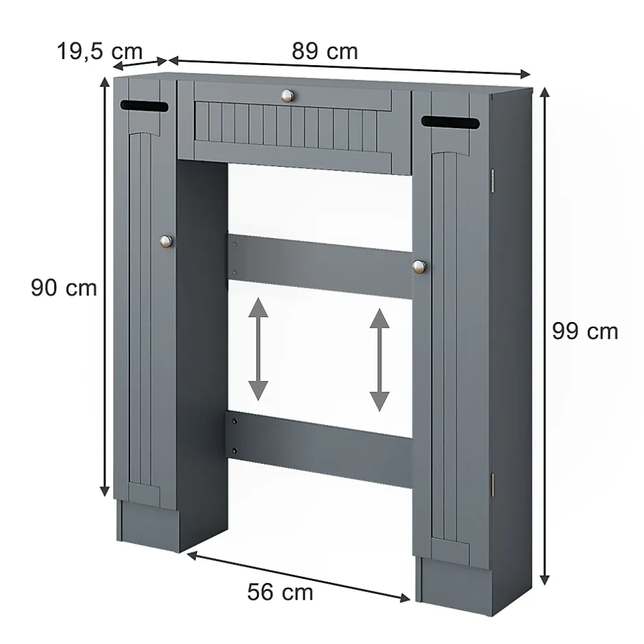 Vicco Armoire de toilette Gris 89x99cm avec 2 distributeurs de papier toilette