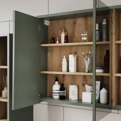 Vicco Armoire de toilette Vert/Artisan 100x75cm avec des étagères ouvertes* Armoire De Toilette