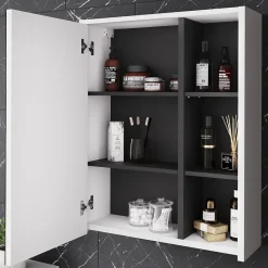 Vicco Armoire de toilette blanc/gris 60x75cm avec étagères ouvertes* Armoire De Toilette
