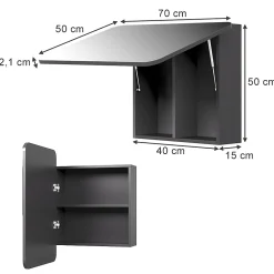 Vicco Armoire de toilette Anthracite 70x50cm avec des étagères