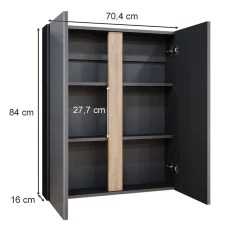 Vicco Armoire de toilette Anthracite 70.4x84cm avec 2 portes* Armoire De Toilette