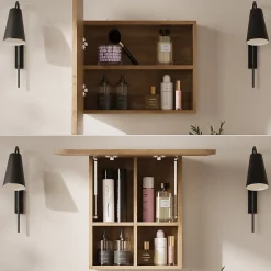 Vicco Armoire de toilette Chêne de force doré 60x50cm avec des étagères