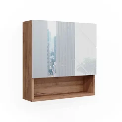 Vicco Armoire de toilette Blanc brillant/Chêne doré 54x55cm