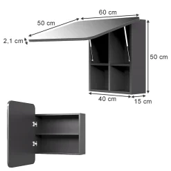 Vicco Armoire de toilette Anthracite 60x50cm avec des étagères