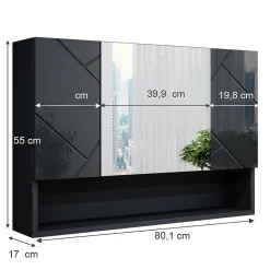 Vicco Armoire de toilette Anthracite Haute brillance 80.1x55cm* Armoire De Toilette