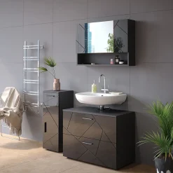 Vicco Armoire de toilette Anthracite Haute brillance 80.1x55cm* Armoire De Toilette