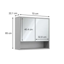 Vicco Armoire de toilette Gris 70x65cm avec 2 portes* Armoire De Toilette