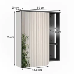 Vicco Armoire de toilette Anthracite/blanc 60x75cm* Armoire De Toilette