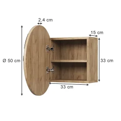 Vicco Armoire de toilette Chêne de force doré 50x50cm avec 2 compartiments