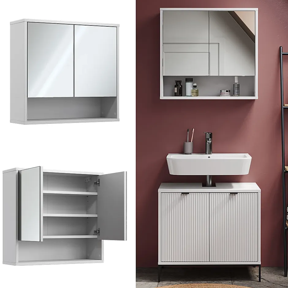 Vicco Armoire de toilette Blanc 70x65cm avec 2 portes