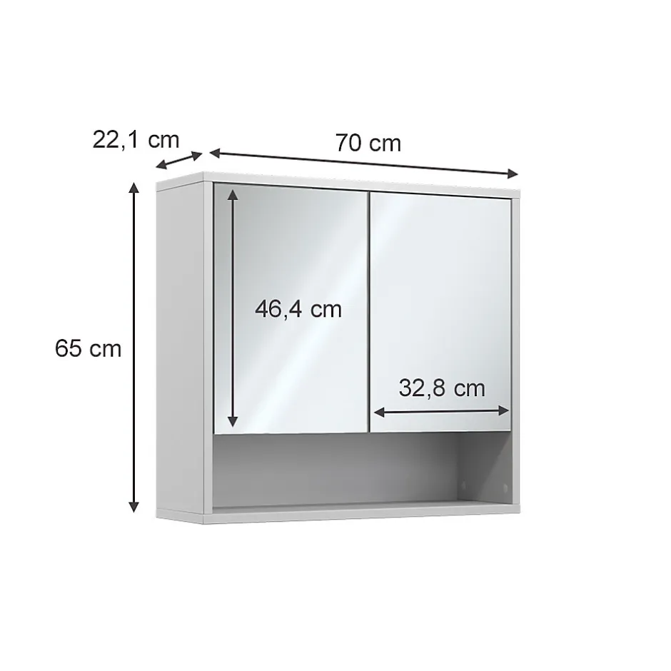 Vicco Armoire de toilette Blanc 70x65cm avec 2 portes