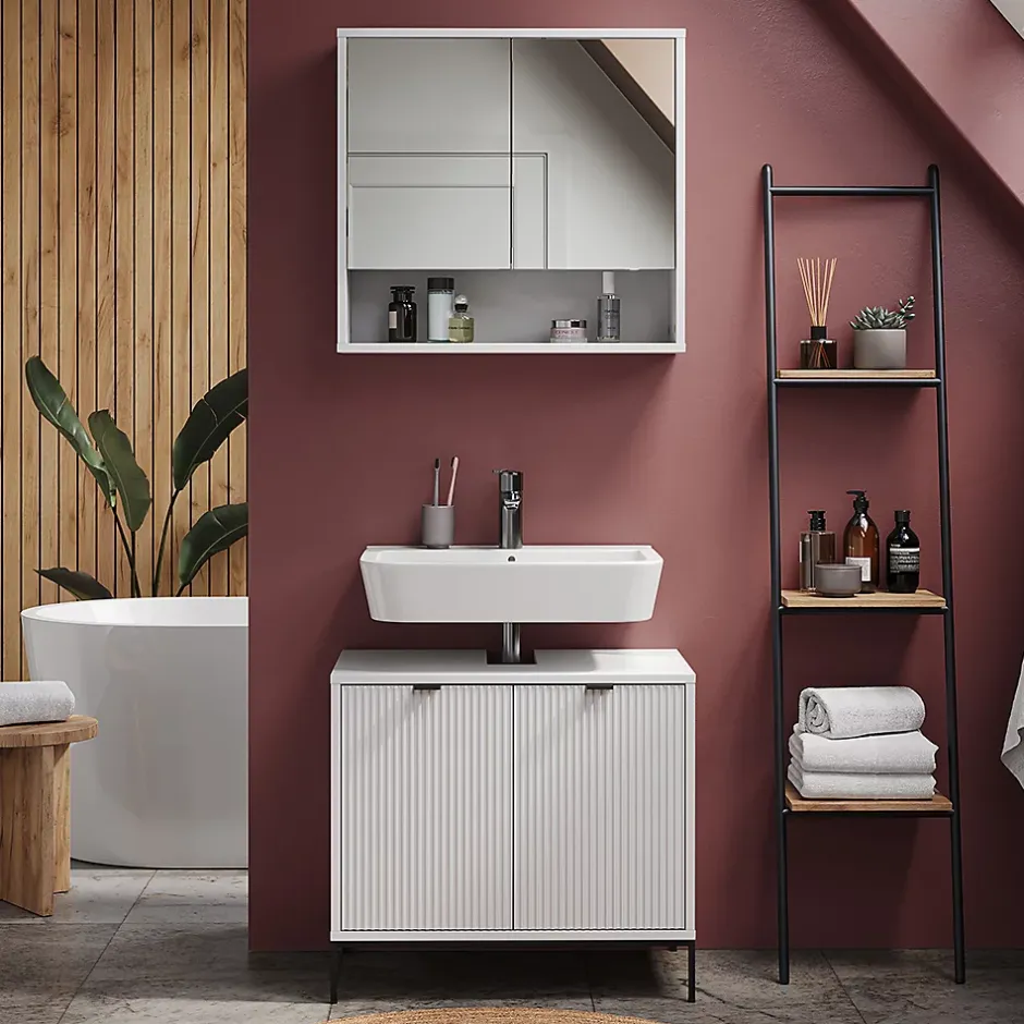 Vicco Armoire de toilette Blanc 70x65cm avec 2 portes