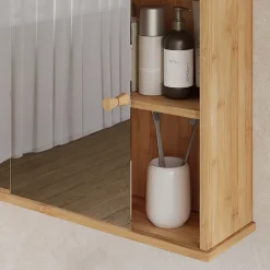 Vicco Armoire de toilette Bambou 55x40cm avec 2 portes coulissantes