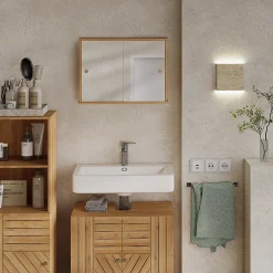 Vicco Armoire de toilette Bambou 55x40cm avec 2 portes coulissantes