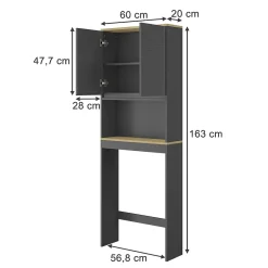 Vicco Armoire de toilette Anthracite 60x163cm* Meuble Wc