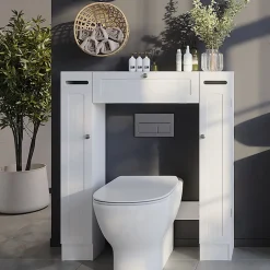Vicco Armoire de toilette Blanc 89x99cm Distributeur de papier toilette à gauche et à droite