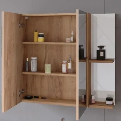 Vicco Armoire de toilette Chêne doré/blanc brillant 80x75cm* Armoire De Toilette