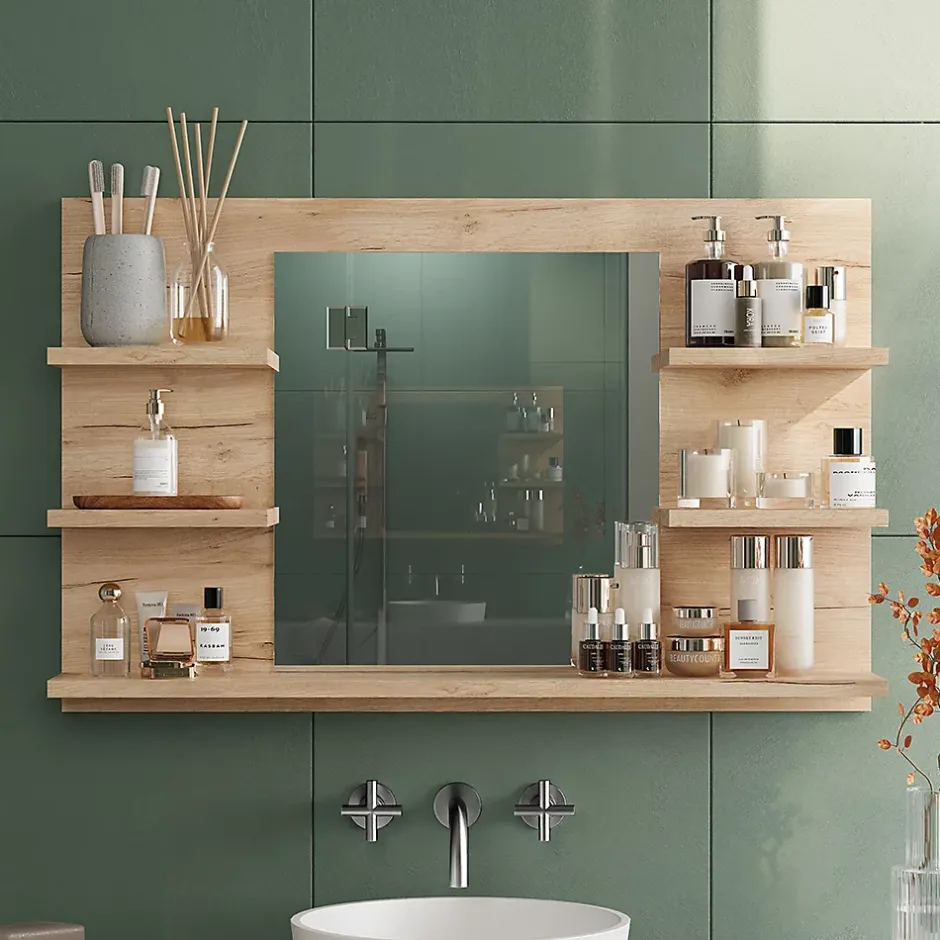 Vicco Armoire de toilette Chêne de force doré 78x50cm avec des étagères