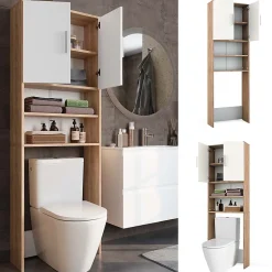 Vicco Armoire de toilette Sonoma/blanc 64x190cm avec 2 portes