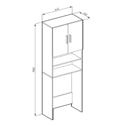 Vicco Armoire de toilette Sonoma/blanc 64x190cm avec 2 portes