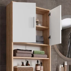 Vicco Armoire de toilette Sonoma/blanc 64x190cm avec 2 portes