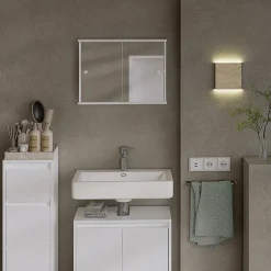 Vicco Armoire de toilette Blanc 55x40cm avec 2 portes coulissantes* Armoire De Toilette
