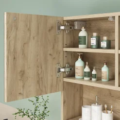 Vicco Armoire de toilette Blanc 54x55cm avec porte et compartiments ouverts