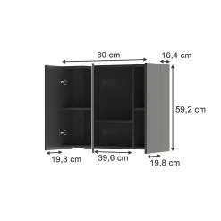 Vicco Armoire de toilette Anthracite 80x59.2cm avec des étagères* Armoire De Toilette