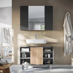 Vicco Armoire de toilette Anthracite 80x59.2cm avec des étagères* Armoire De Toilette