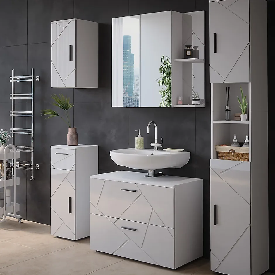 Vicco Armoire de toilette Blanc Haute brillance 80x75cm* Armoire De Toilette