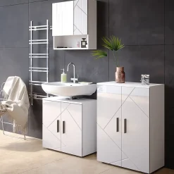 Vicco Armoire de toilette Blanc Haute brillance 16.9x55cm