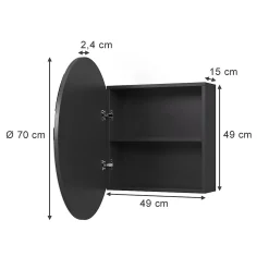 Vicco Armoire de toilette Anthracite 70x70cm avec 2 compartiments