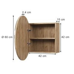 Vicco Armoire de toilette Chêne de force doré 60x60cm avec 2 compartiments* Armoire De Toilette