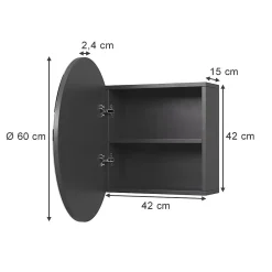 Vicco Armoire de toilette Anthracite 60x60cm avec 2 compartiments* Armoire De Toilette