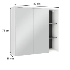 Vicco Armoire de toilette blanc/gris 80x75cm avec des étagères ouvertes