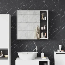 Vicco Armoire de toilette blanc/gris 80x75cm avec des étagères ouvertes