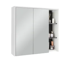 Vicco Armoire de toilette blanc/gris 80x75cm avec des étagères ouvertes
