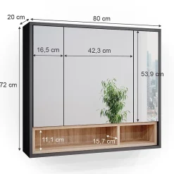 Vicco Armoire de toilette Anthracite 80x72cm