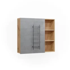 Vicco Armoire de toilette Chêne 90x80.9cm avec porte et compartiments ouverts* Armoire De Toilette