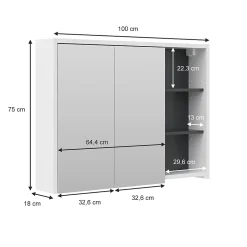 Vicco Armoire de toilette blanc/anthracite 18x75cm* Armoire De Toilette