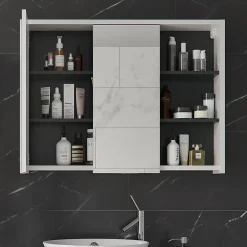 Vicco Armoire de toilette blanc/anthracite 18x75cm* Armoire De Toilette