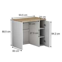 Vicco Armoire machine à laver Blanc 93.5x88.5cm avec 3 compartiments* Meuble Wc