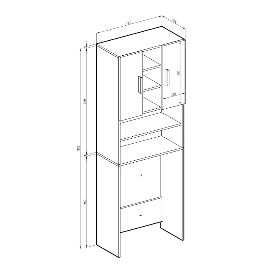 Vicco Armoire machine à laver Sonoma 64x190cm
