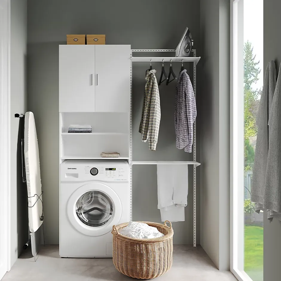 Vicco Armoire machine à laver Blanc 64x190cm avec 2 portes courtes* Meuble Wc